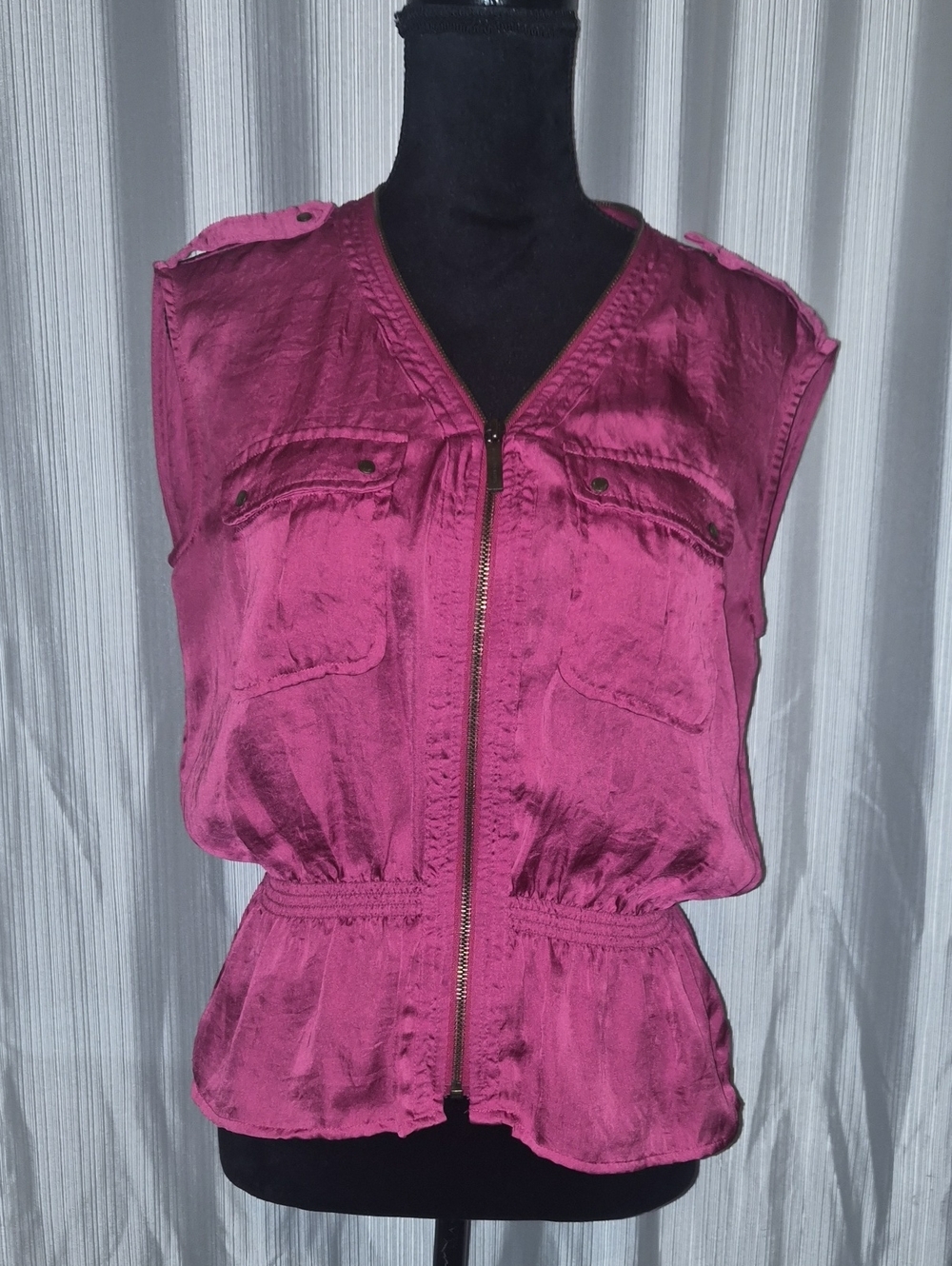 MICHAEL Michael Kors Sleeveless Zip-Front Tank - Magenta